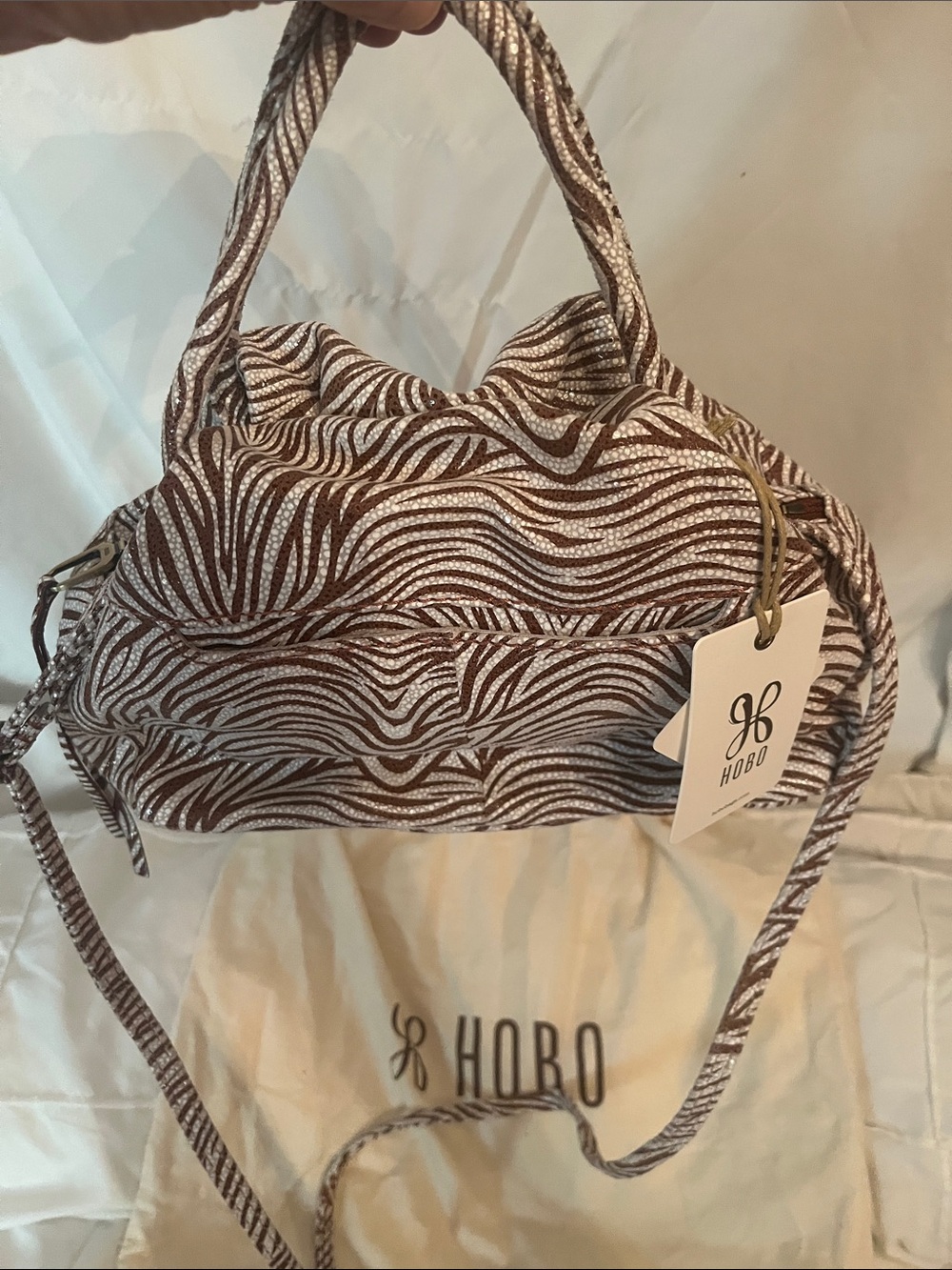 HOBO Brown and White Zebra-Print Hobo Tote - Picture 4 of 16